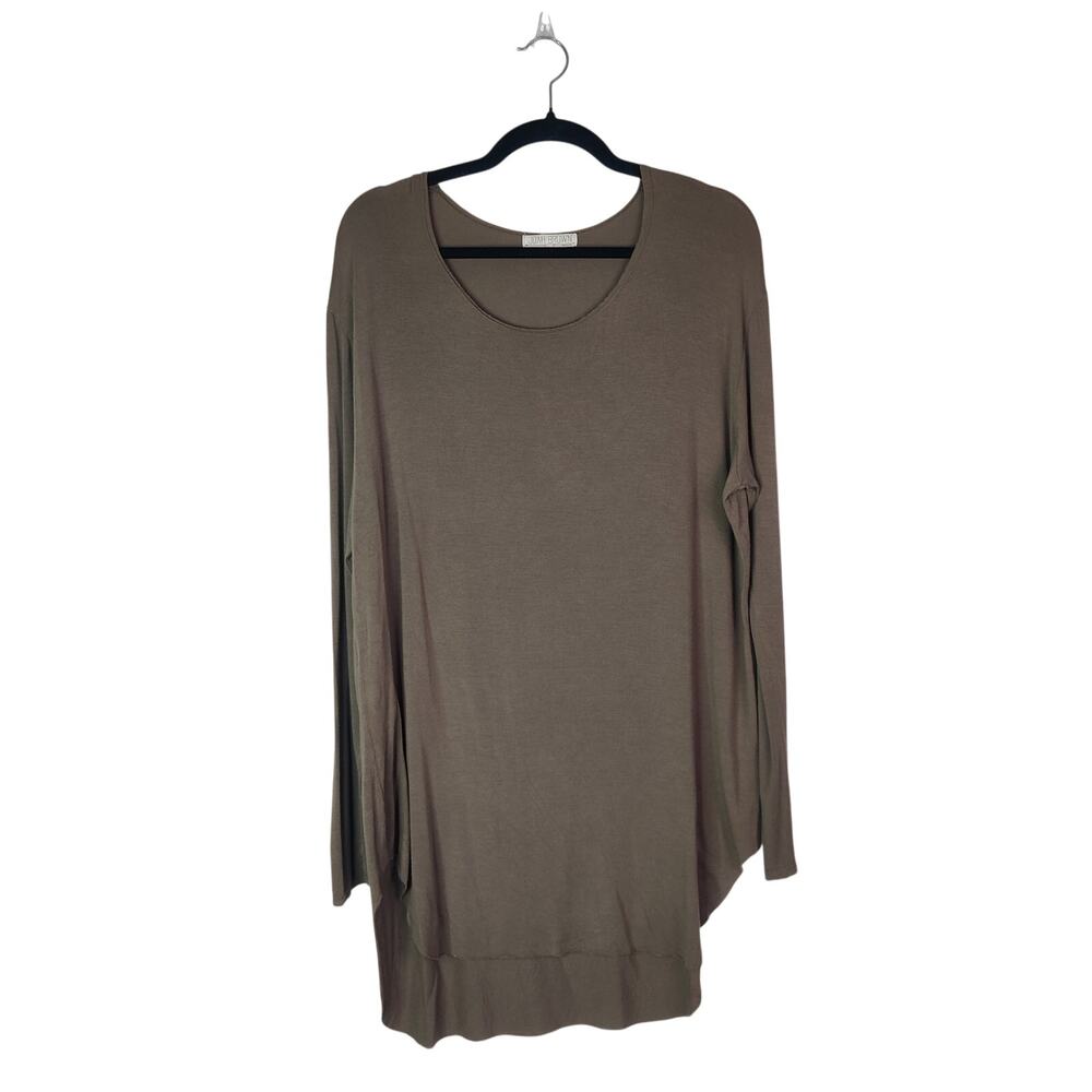 Joah Brown Nightingale Long Sleeve Modal Tunic Dress OS Taupe Minimalist